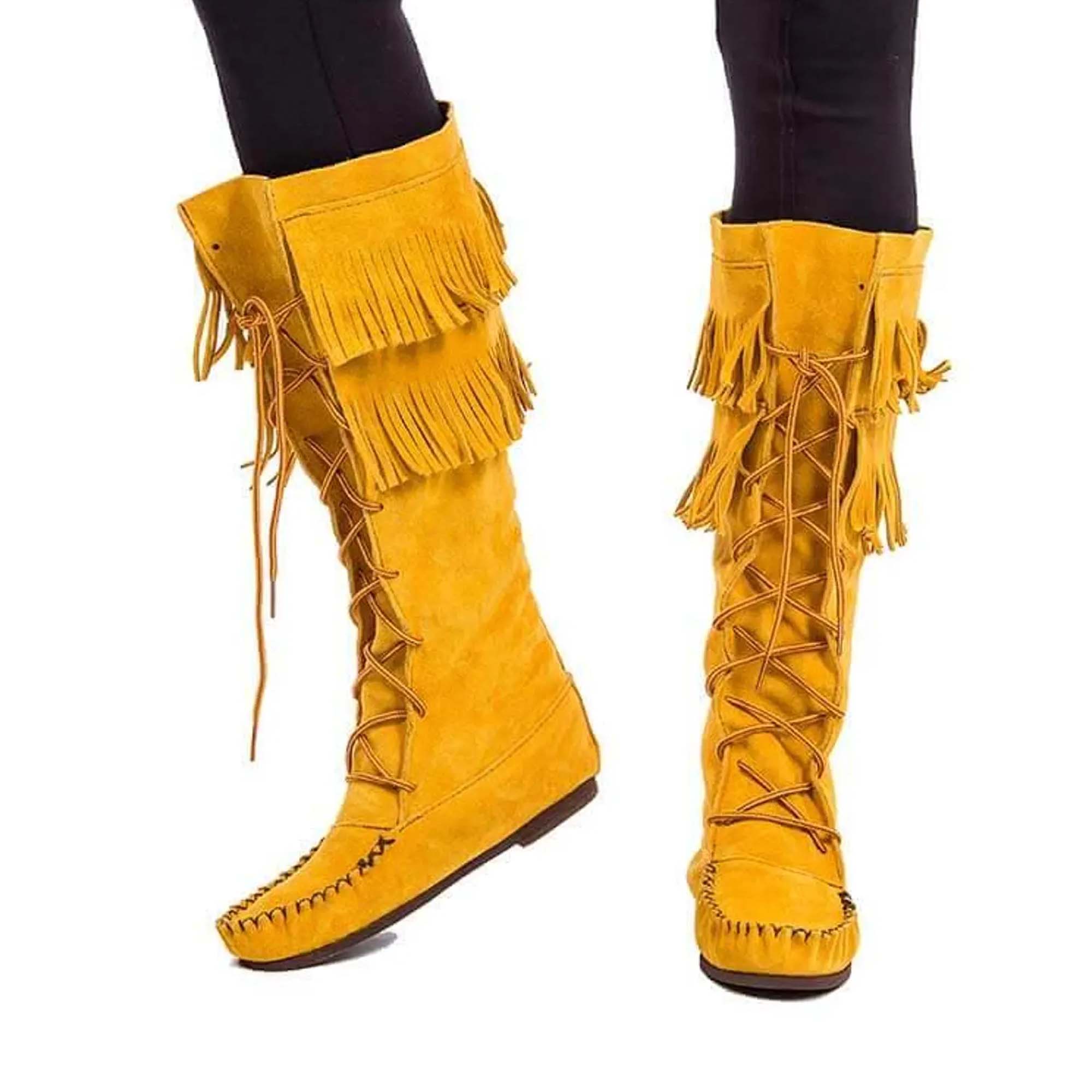 Fringed Yellow Boots Ci10