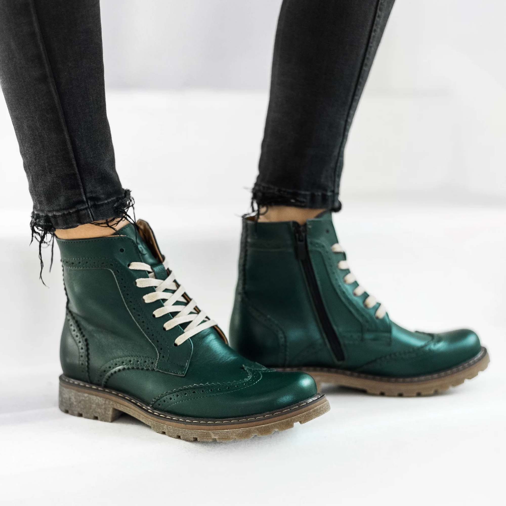 Green Leather Women’s Boots Ci6