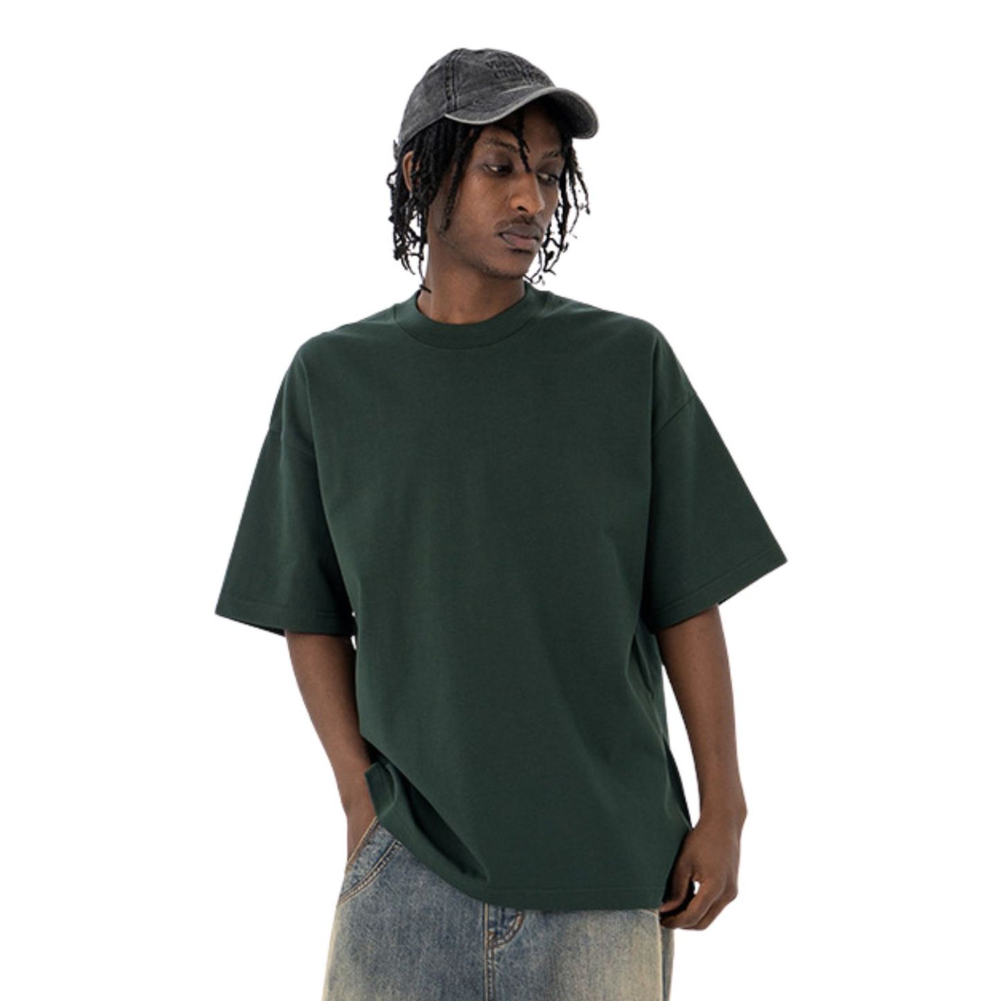 Summer Drop Shoulder Oversized Solid Color Streetwear T-Shirt
