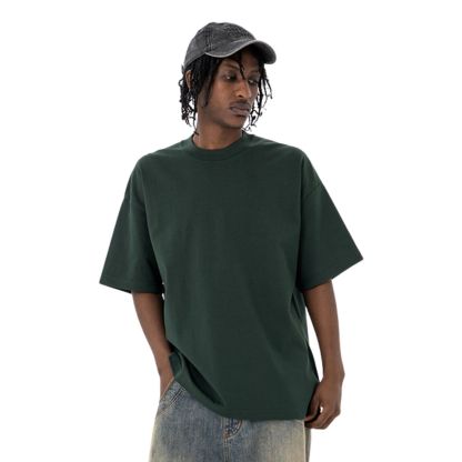 Summer Drop Shoulder Oversized Solid Color Streetwear T-Shirt