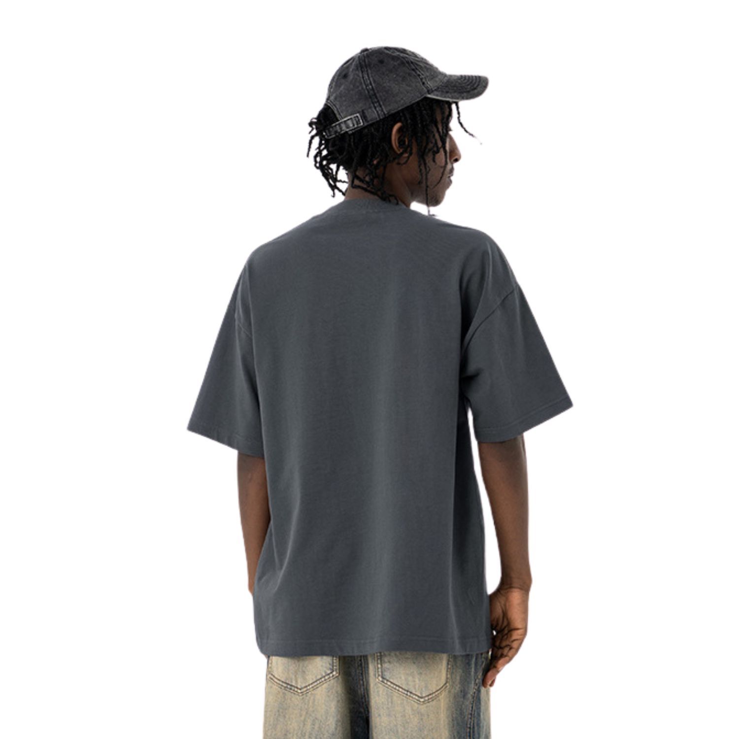 Summer Drop Shoulder Oversized Solid Color Streetwear T-Shirt