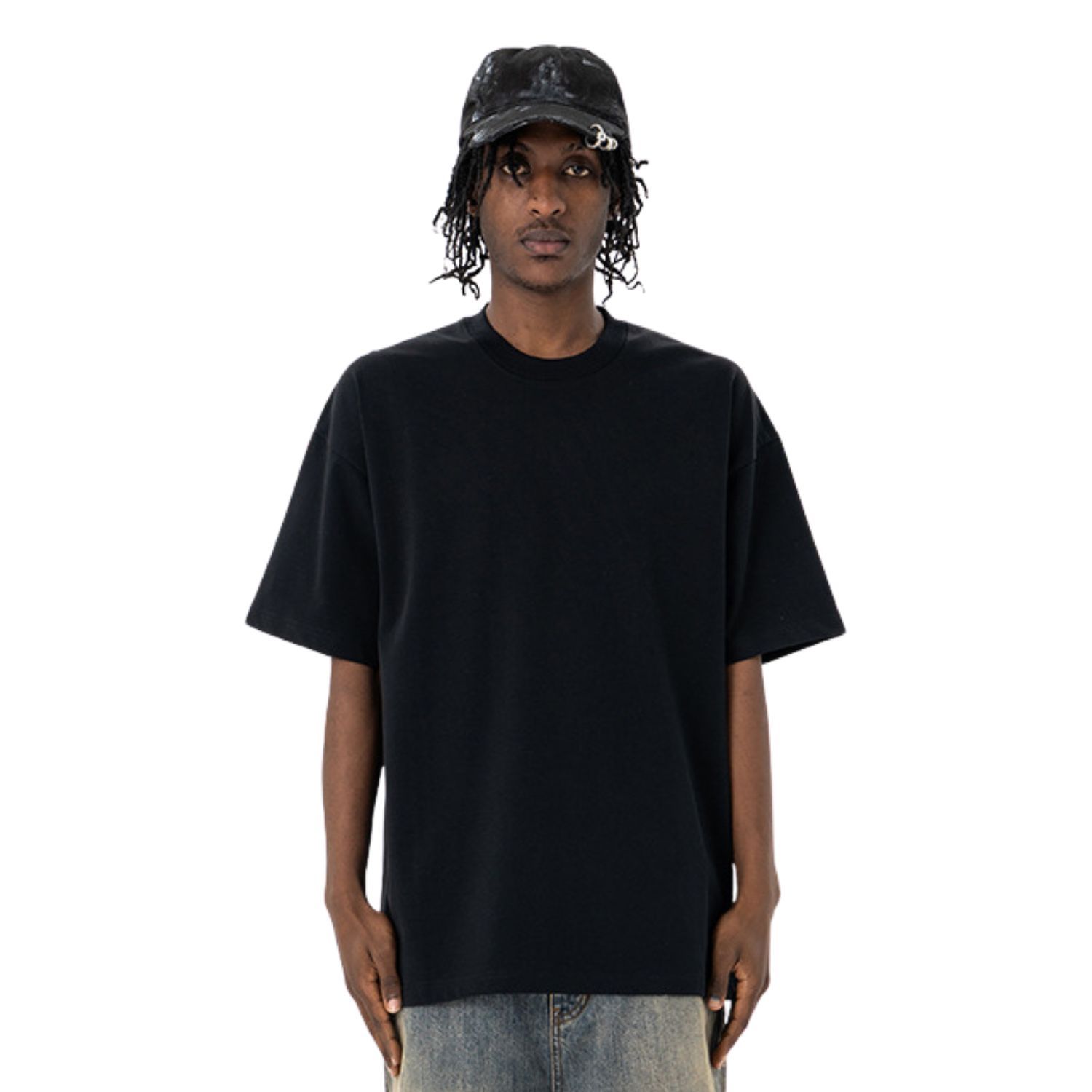 Summer Drop Shoulder Oversized Solid Color Streetwear T-Shirt