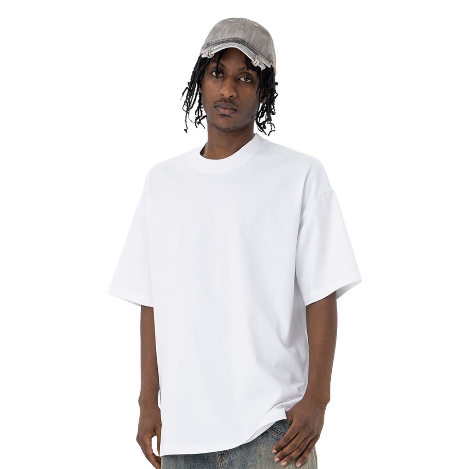 Summer Drop Shoulder Oversized Solid Color Streetwear T-Shirt