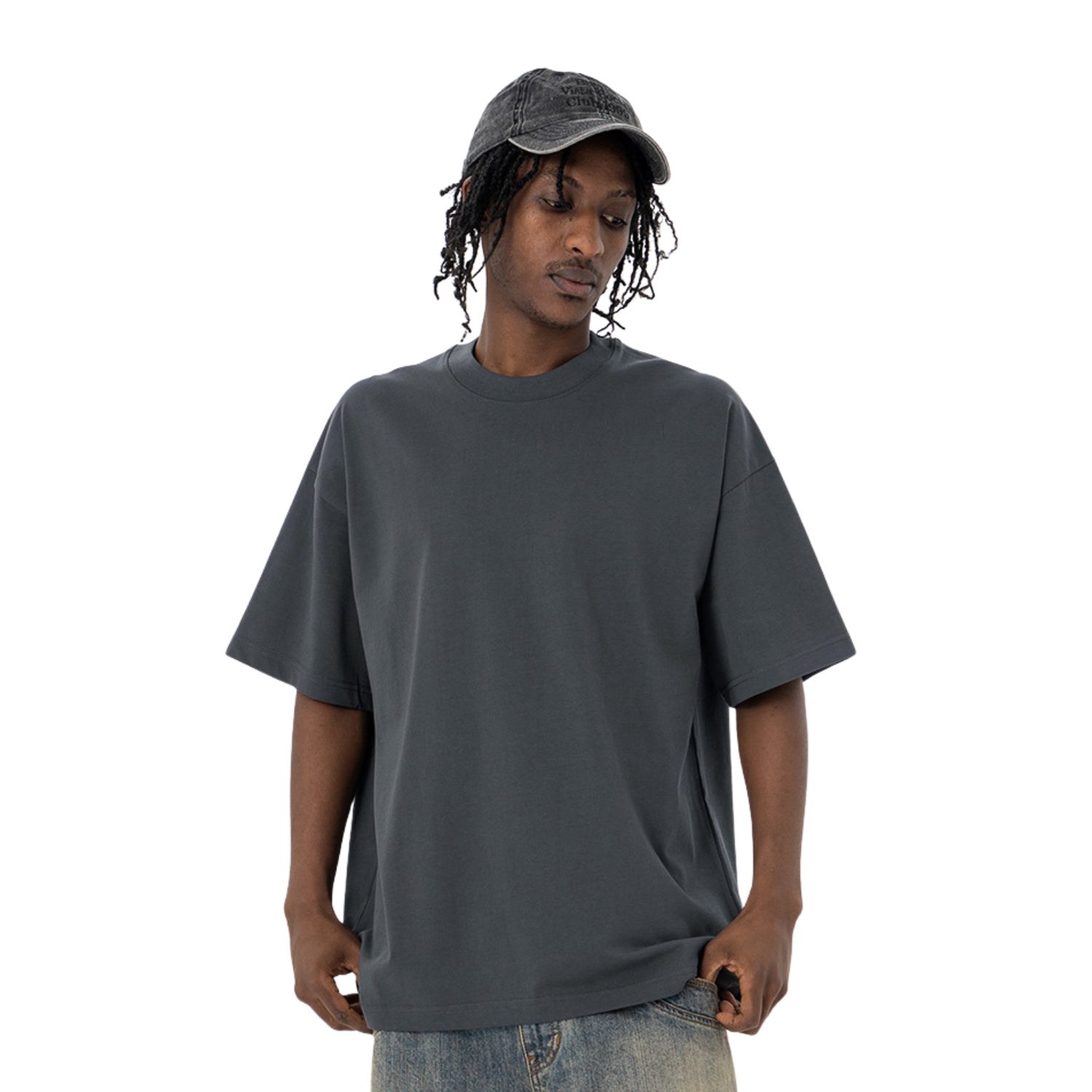 Summer Drop Shoulder Oversized Solid Color Streetwear T-Shirt