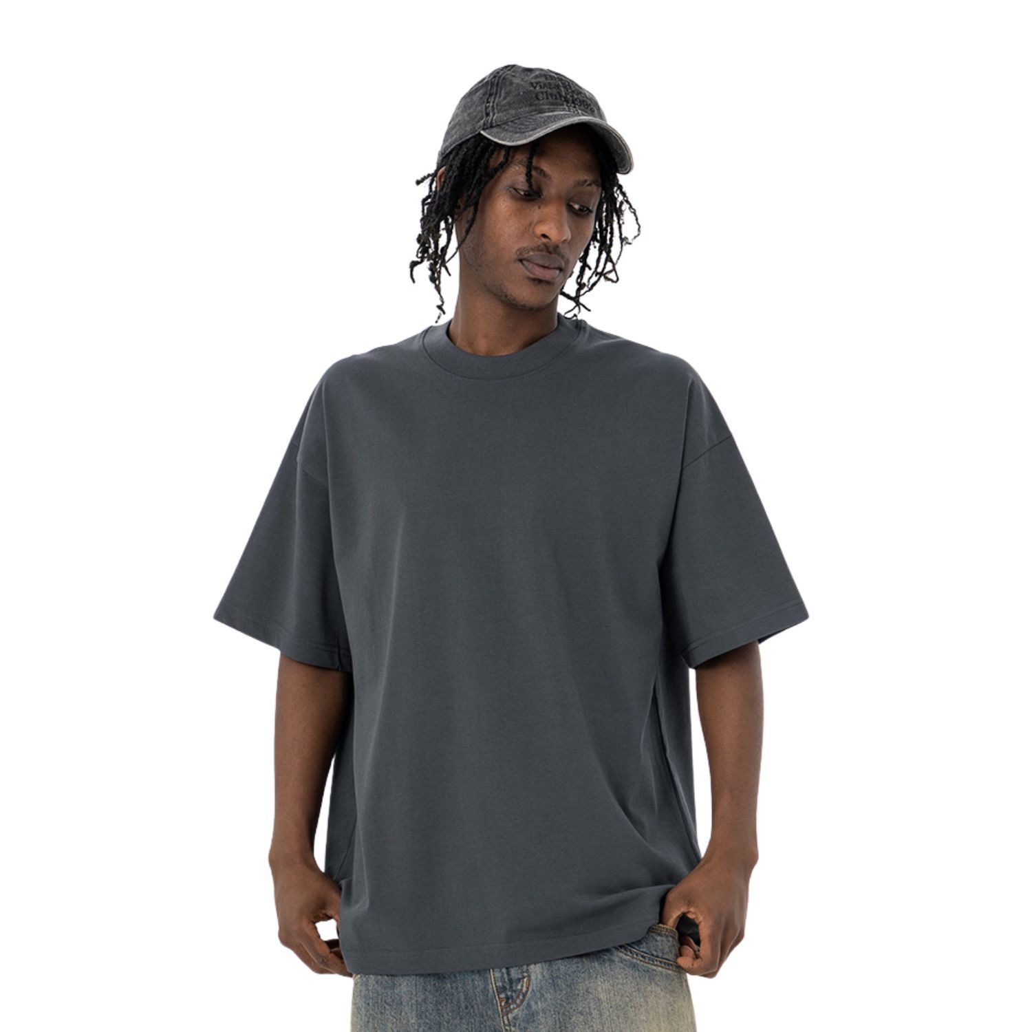 Summer Drop Shoulder Oversized Solid Color Streetwear T-Shirt