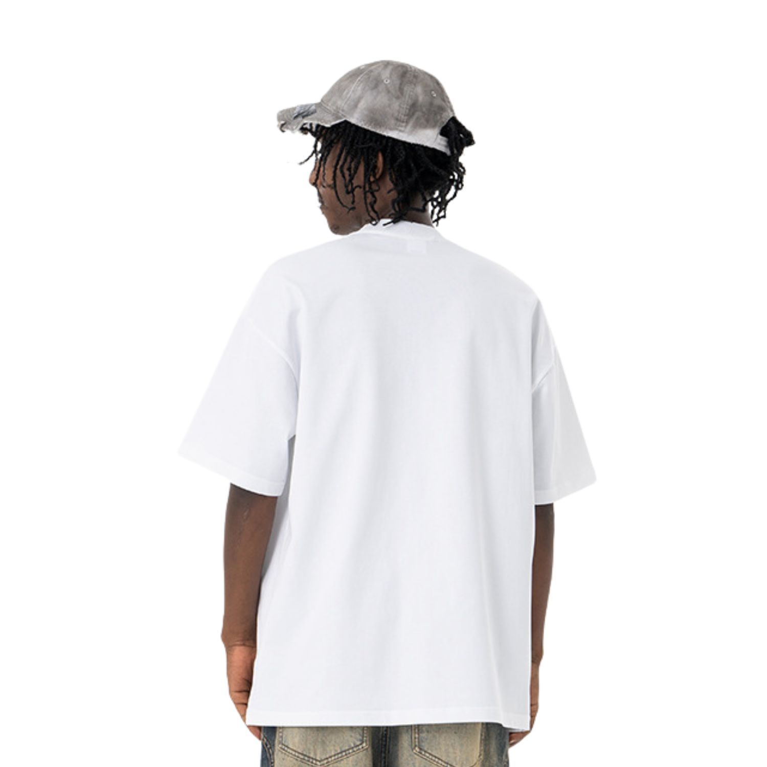 Summer Drop Shoulder Oversized Solid Color Streetwear T-Shirt