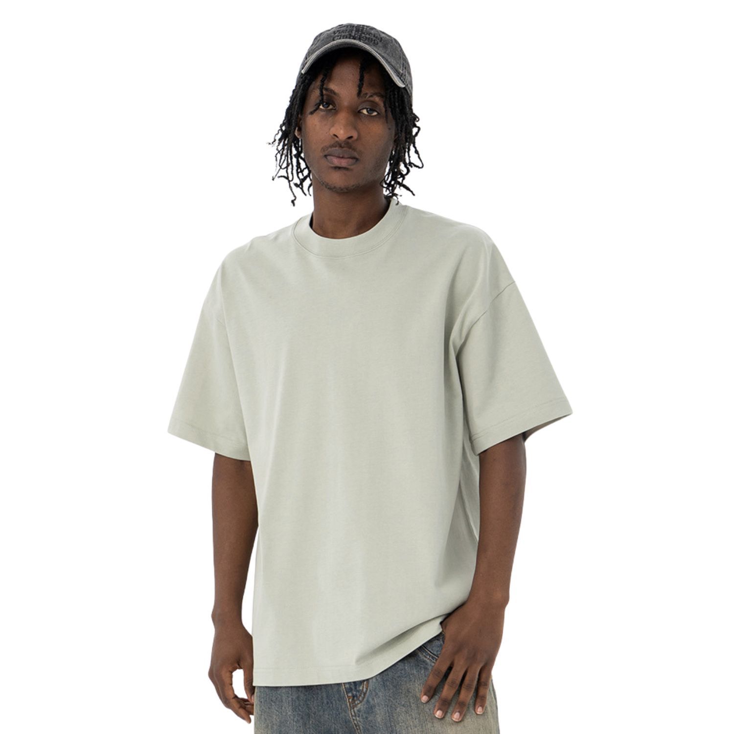 Summer Drop Shoulder Oversized Solid Color Streetwear T-Shirt