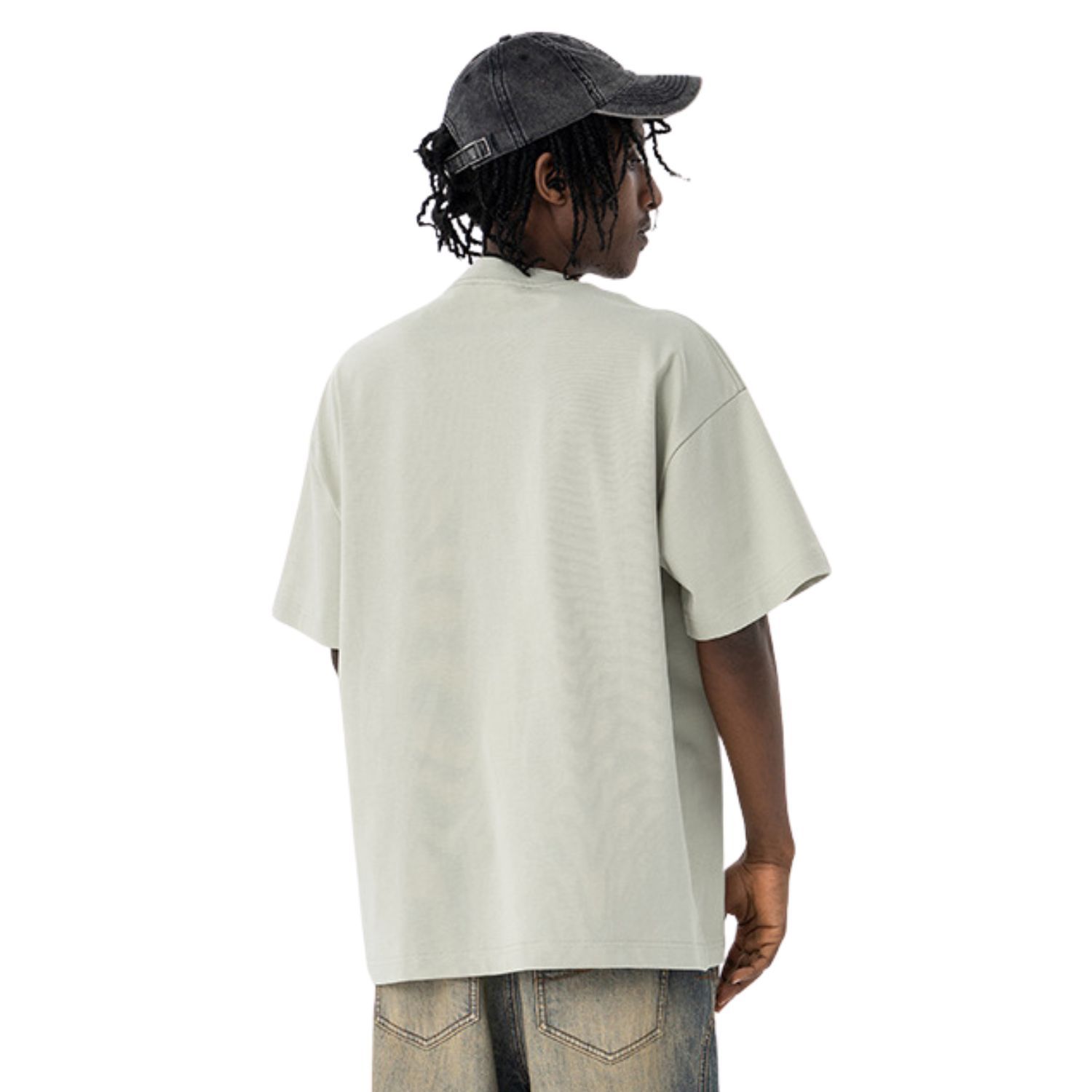 Summer Drop Shoulder Oversized Solid Color Streetwear T-Shirt