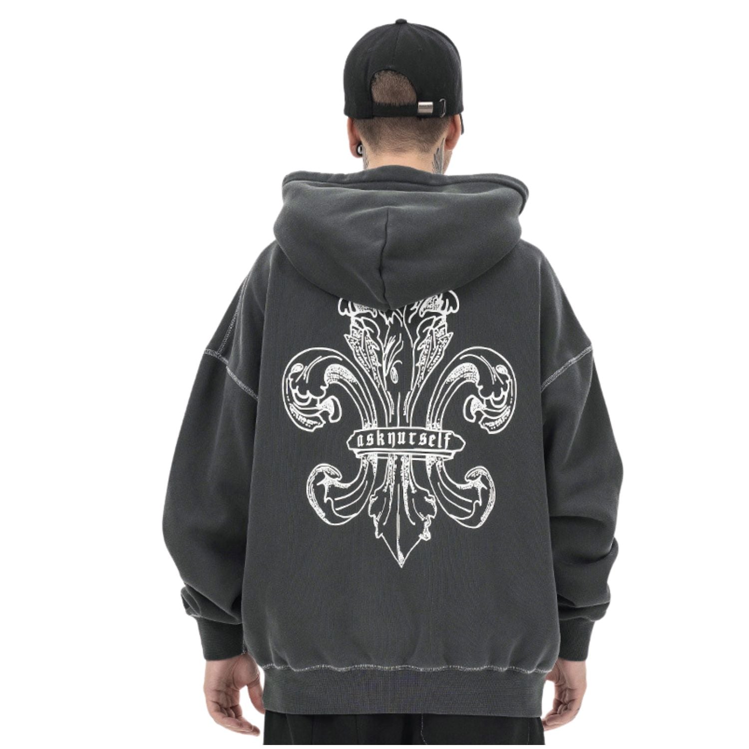 ASK YOURSELF Streetwear Gray Hoodie