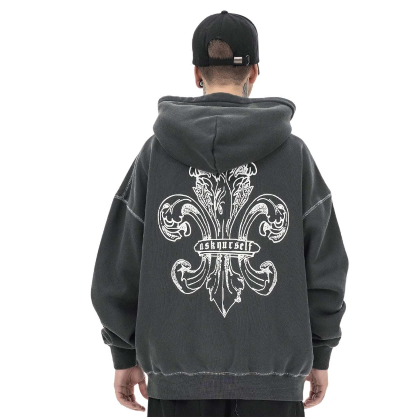 ASK YOURSELF Streetwear Gray Hoodie