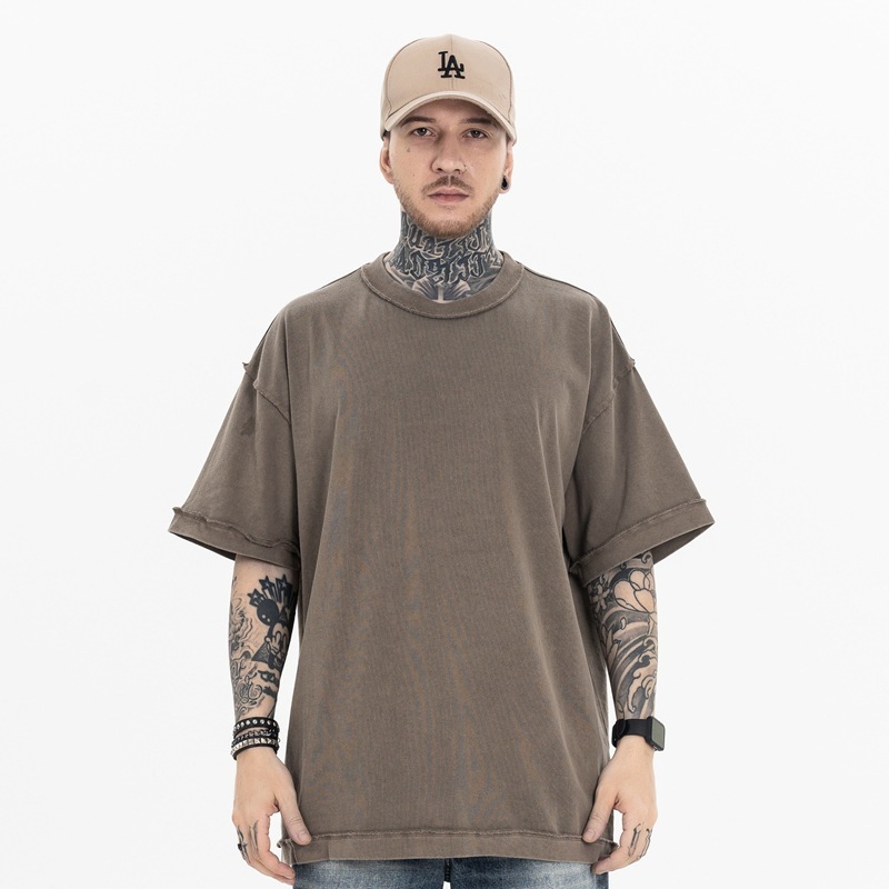 Washed 270G Short Sleeve Basic Streetwear T-shirt 