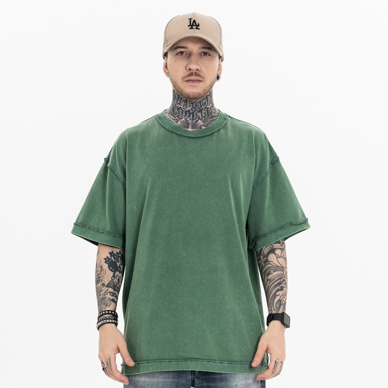 Washed 270G Short Sleeve Basic Streetwear T-shirt 