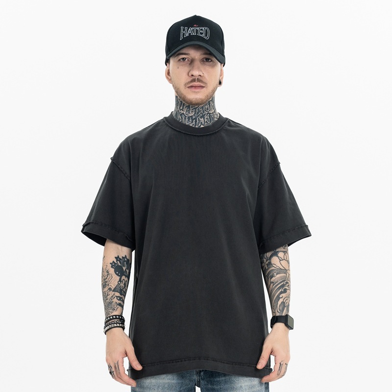 Washed 270G Short Sleeve Basic Streetwear T-shirt 