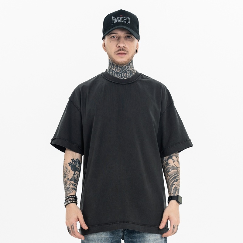 Washed 270G Short Sleeve Basic Streetwear T-shirt 