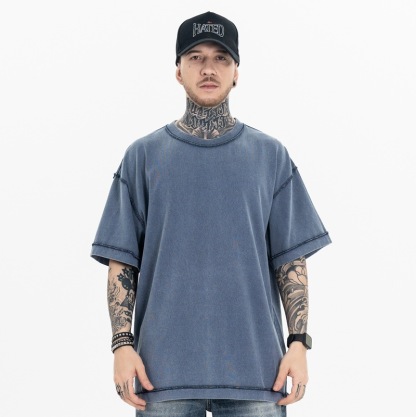 Washed 270G Short Sleeve Basic Streetwear T-shirt 