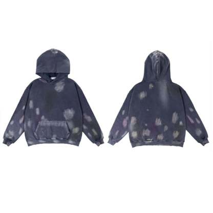 Retro Washed Streetwear Hoodie Front and Back