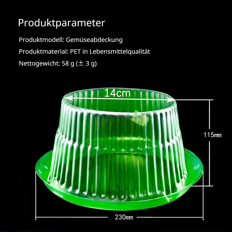 Grüner transparenter Schutzschirm für Gemüse