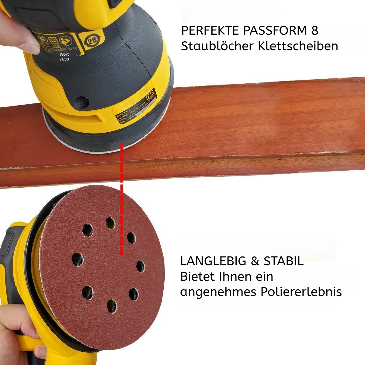 Elektrische Poliermaschine mit Schleifteller und Selbstschleifpapier