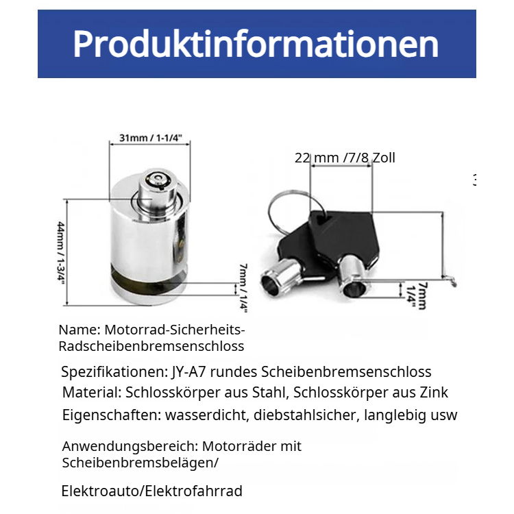 Scheibenbremsenschloss in runder Form