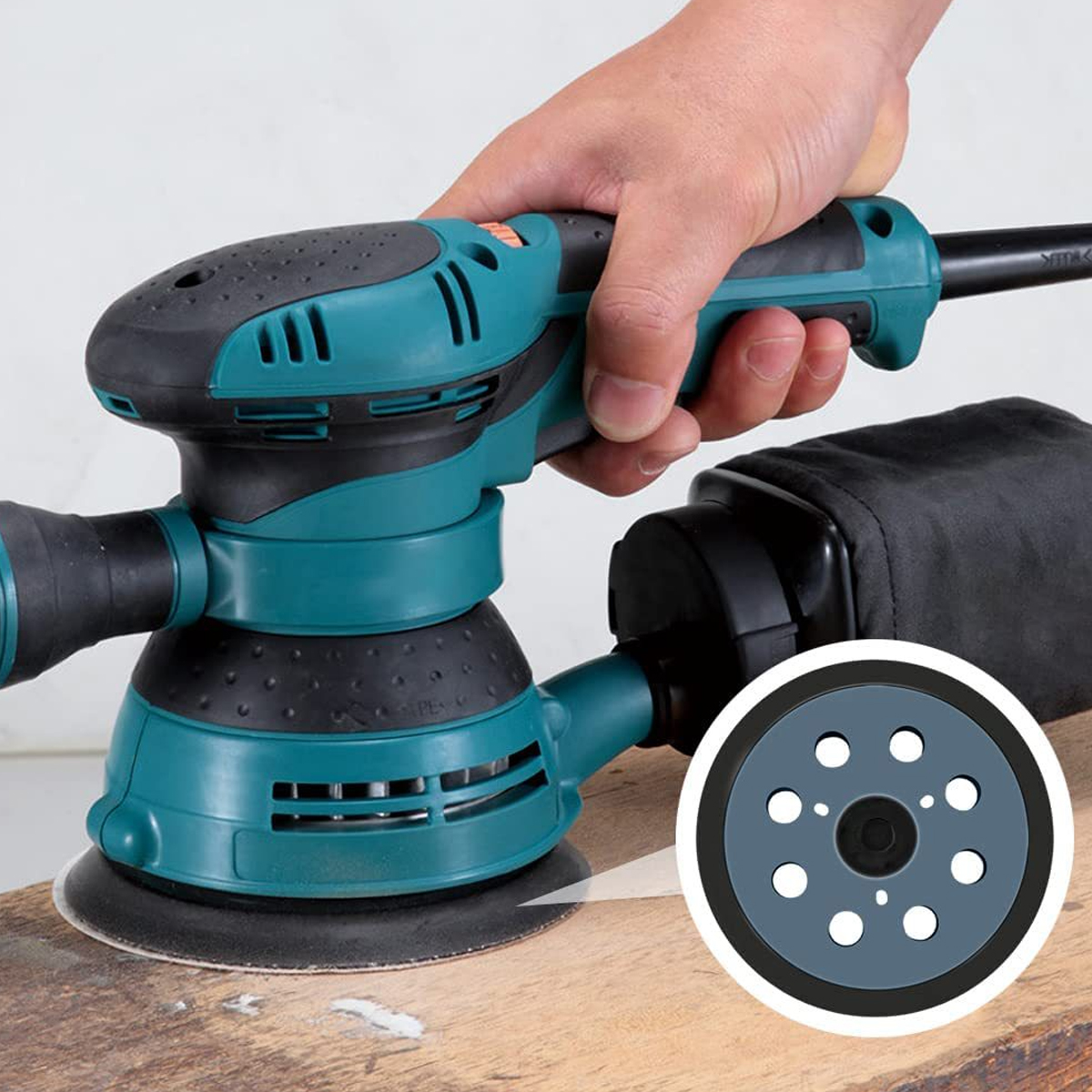 Elektrische Poliermaschine mit Schleifteller und Selbstschleifpapier