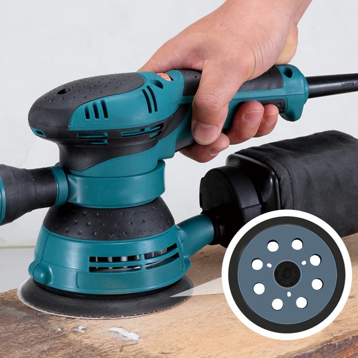 Elektrische Poliermaschine mit Schleifteller und Selbstschleifpapier
