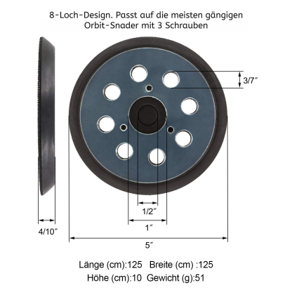 Elektrische Poliermaschine mit Schleifteller und Selbstschleifpapier