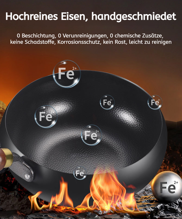 [Unbeschichtetes gesundes Kochgeschirr] Eisenauffrischendes reines Eisen Antihaft-Kochgeschirr