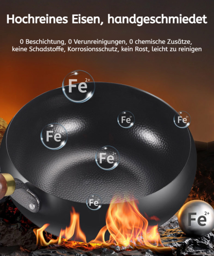 [Unbeschichtetes gesundes Kochgeschirr] Eisenauffrischendes reines Eisen Antihaft-Kochgeschirr