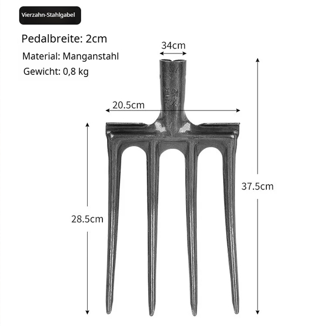 Nahtlos geformte Grabegabel mit vier Zinken aus Manganstahl