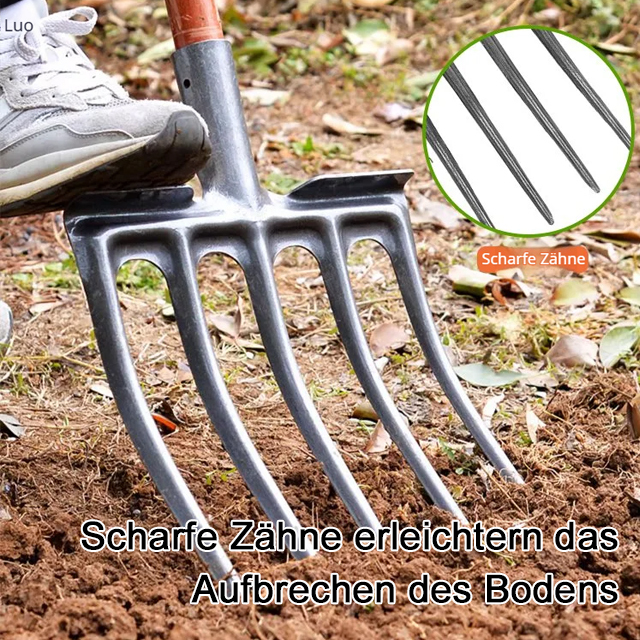 Nahtlos geformte Grabegabel mit vier Zinken aus Manganstahl