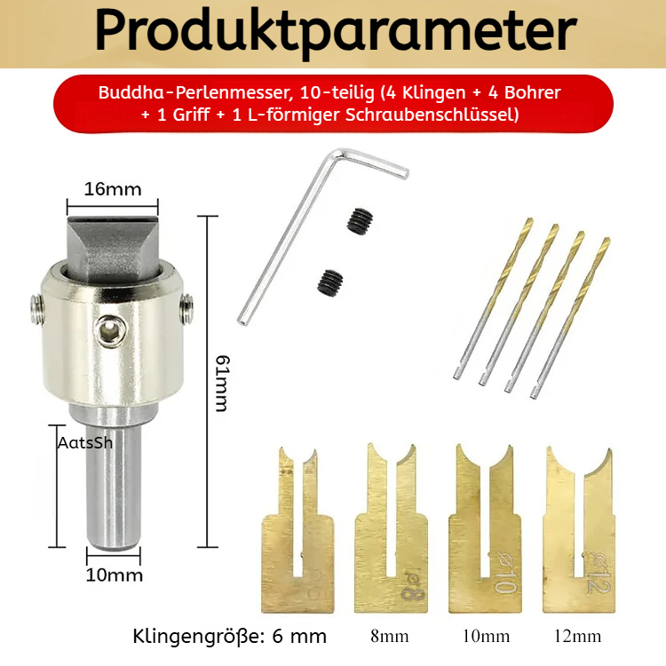Schnitzbohrersatz für Gebetsperlen 