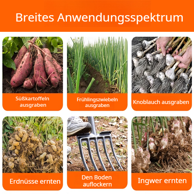 Nahtlos geformte Grabegabel mit vier Zinken aus Manganstahl