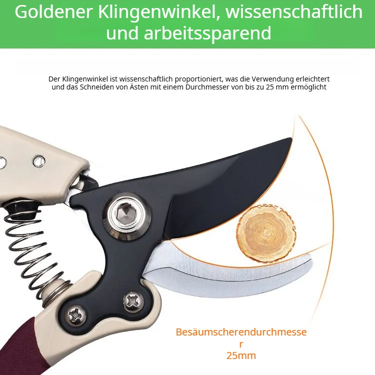 Astschere mit SK5-Stahlklinge für müheloses Schneiden dicker Äste