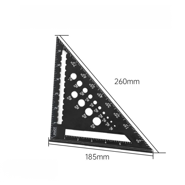 Set aus multifunktionalen Aluminium-Dreiecken mit metrischen und imperialen Einheiten