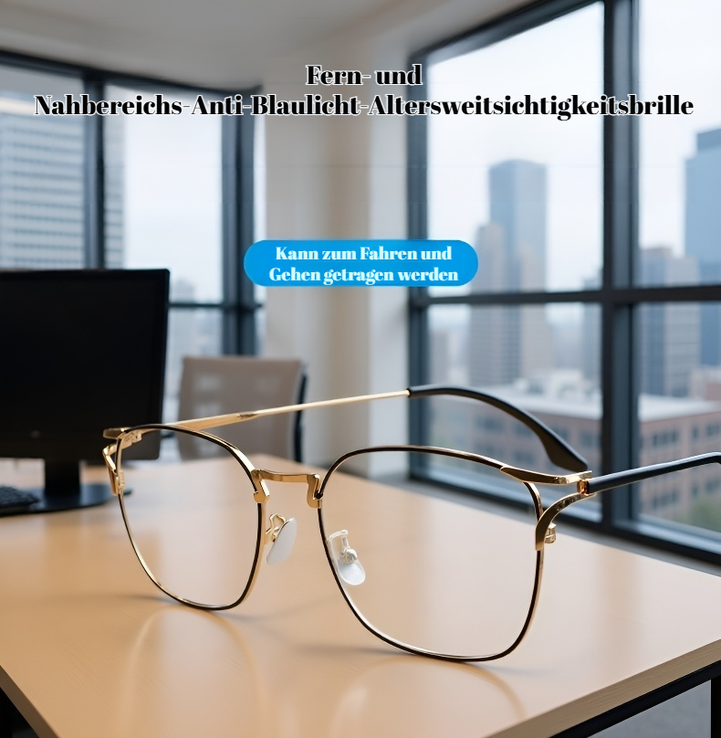 Blaulichtfilter-Multifokus-Lesebrille aus ultraleichtem Titan Frontansicht