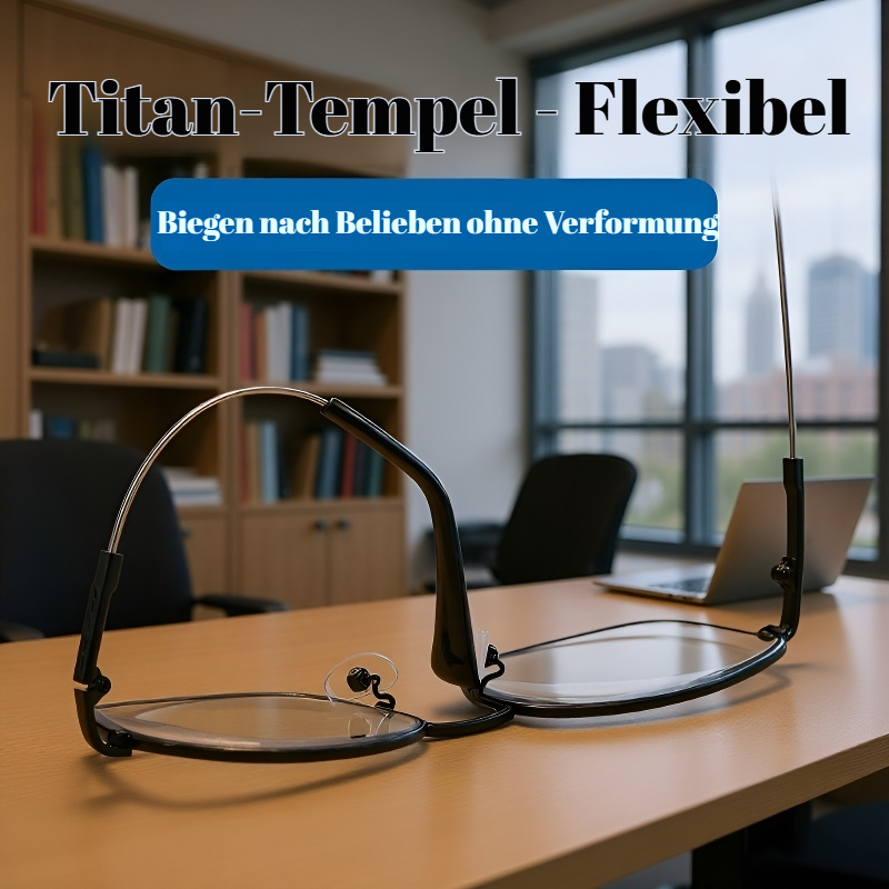 Ultrafederleichte Großrahmen-Multifokus-Lesebrille mit Titan-Gestell