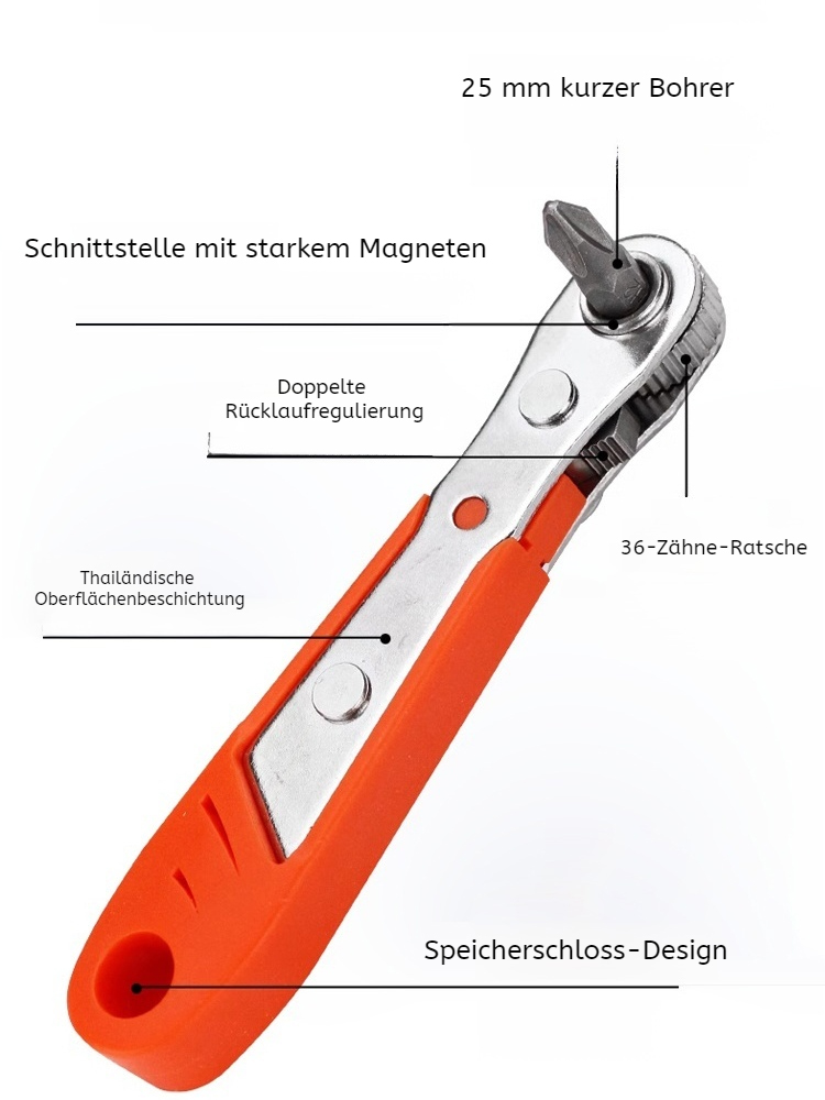 Bit-Steckschlüsselsatz Mehrzweck-Ratschenschraubendreher
