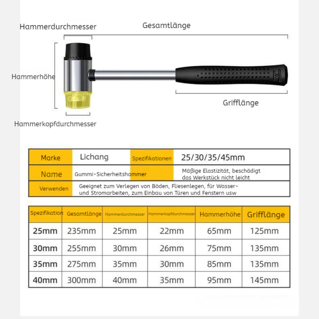 Gummihammer aus weichem Kunststoff/Nylon für Flieseninstallation