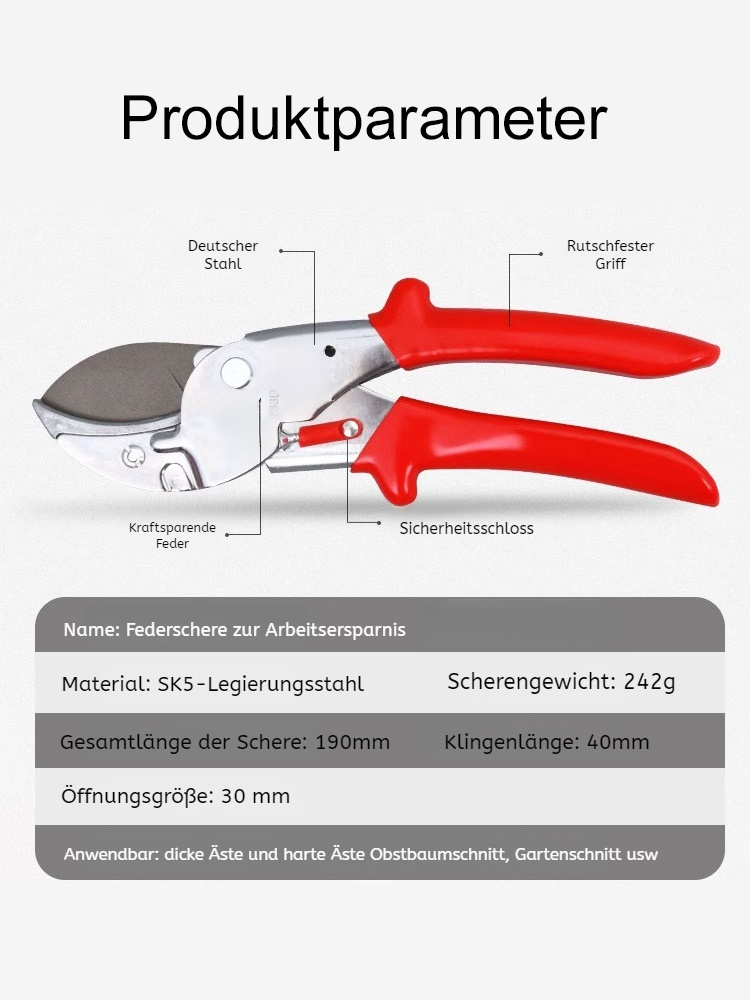 Federschere zum Arbeitsersparnis
