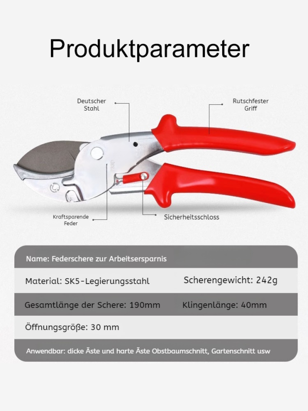 Federschere zum Arbeitsersparnis