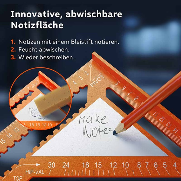 Set aus multifunktionalen Aluminium-Dreiecken mit metrischen und imperialen Einheiten