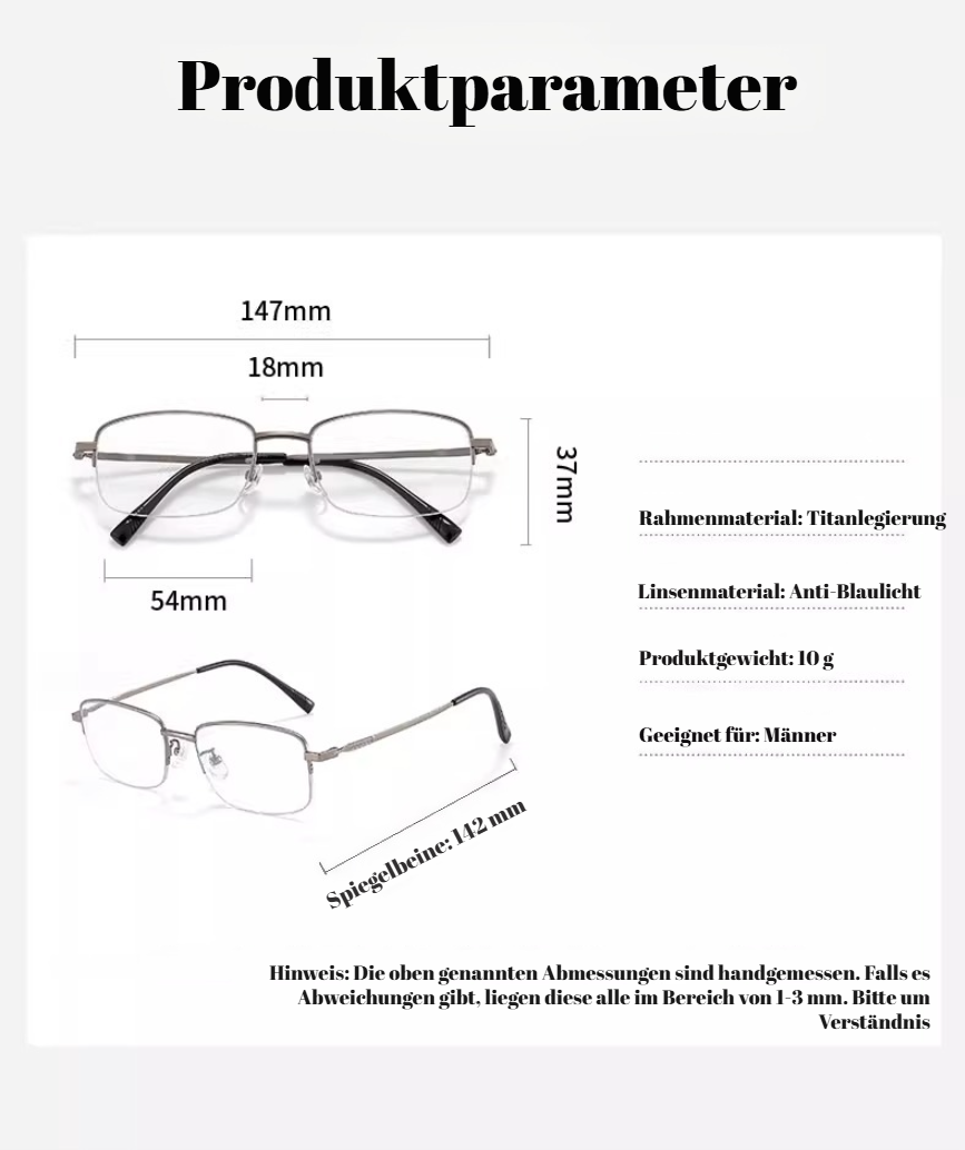 Moderne Herrenbrille für den täglichen Geschäftsalltag