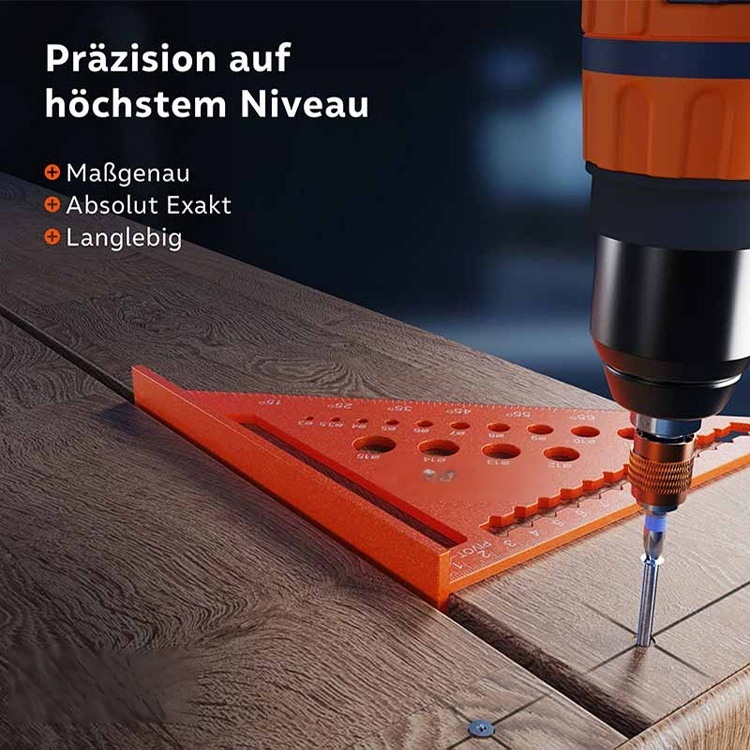 Set aus multifunktionalen Aluminium-Dreiecken mit metrischen und imperialen Einheiten