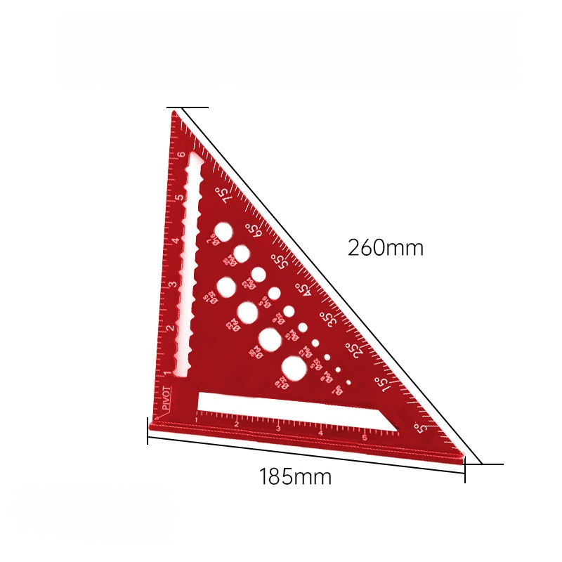 Set aus multifunktionalen Aluminium-Dreiecken mit metrischen und imperialen Einheiten