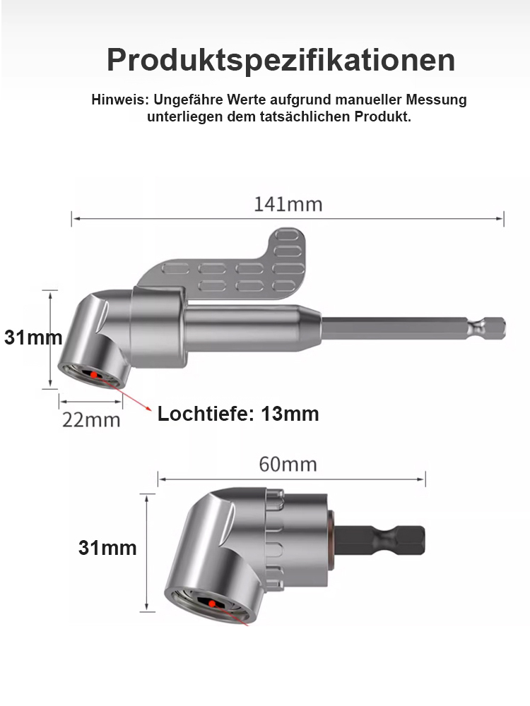 Multifunktionale Winkelschraubendreher-Bits, die keine Enge fürchten.