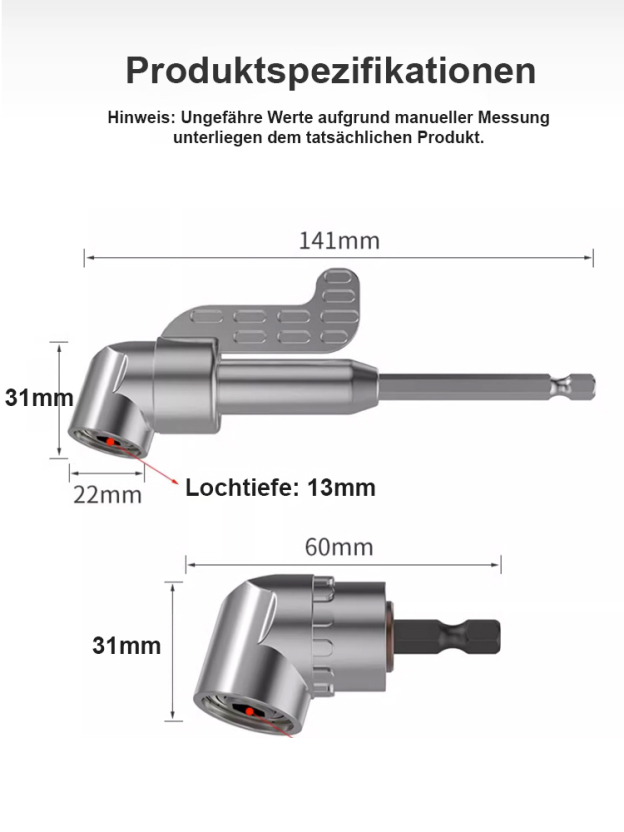 Multifunktionale Winkelschraubendreher-Bits, die keine Enge fürchten.