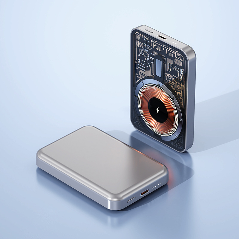 Chargeur sans fil magnétique transparent, charge rapide sans fil, compact.