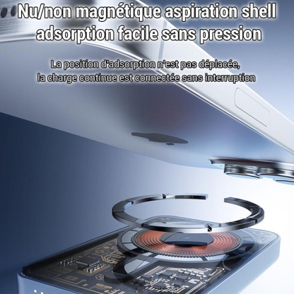 Chargeur sans fil magnétique transparent, charge rapide sans fil, compact.