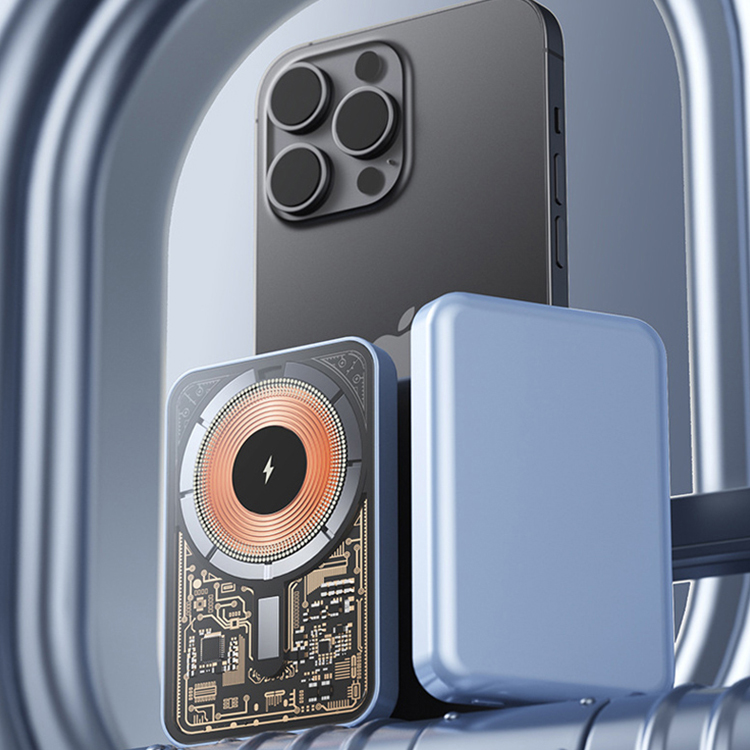 Chargeur sans fil magnétique transparent, charge rapide sans fil, compact.