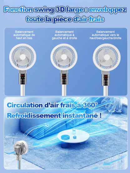 Le ventilateur de climatisation ultra-silencieux et économe en énergie peut rapidement réduire la température intérieure de 40 degrés à 20 degrés en moins d'une minute après sa mise sous tension.